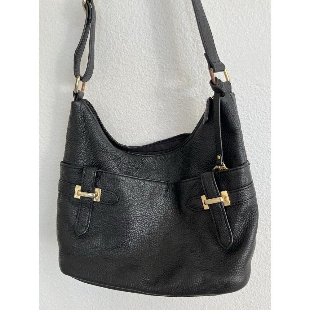 Giani Bernini Black Pebbled Leather Hobo Shoulder Bag